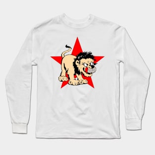 Hungry lion with out tongue and star in the background Long Sleeve T-Shirt